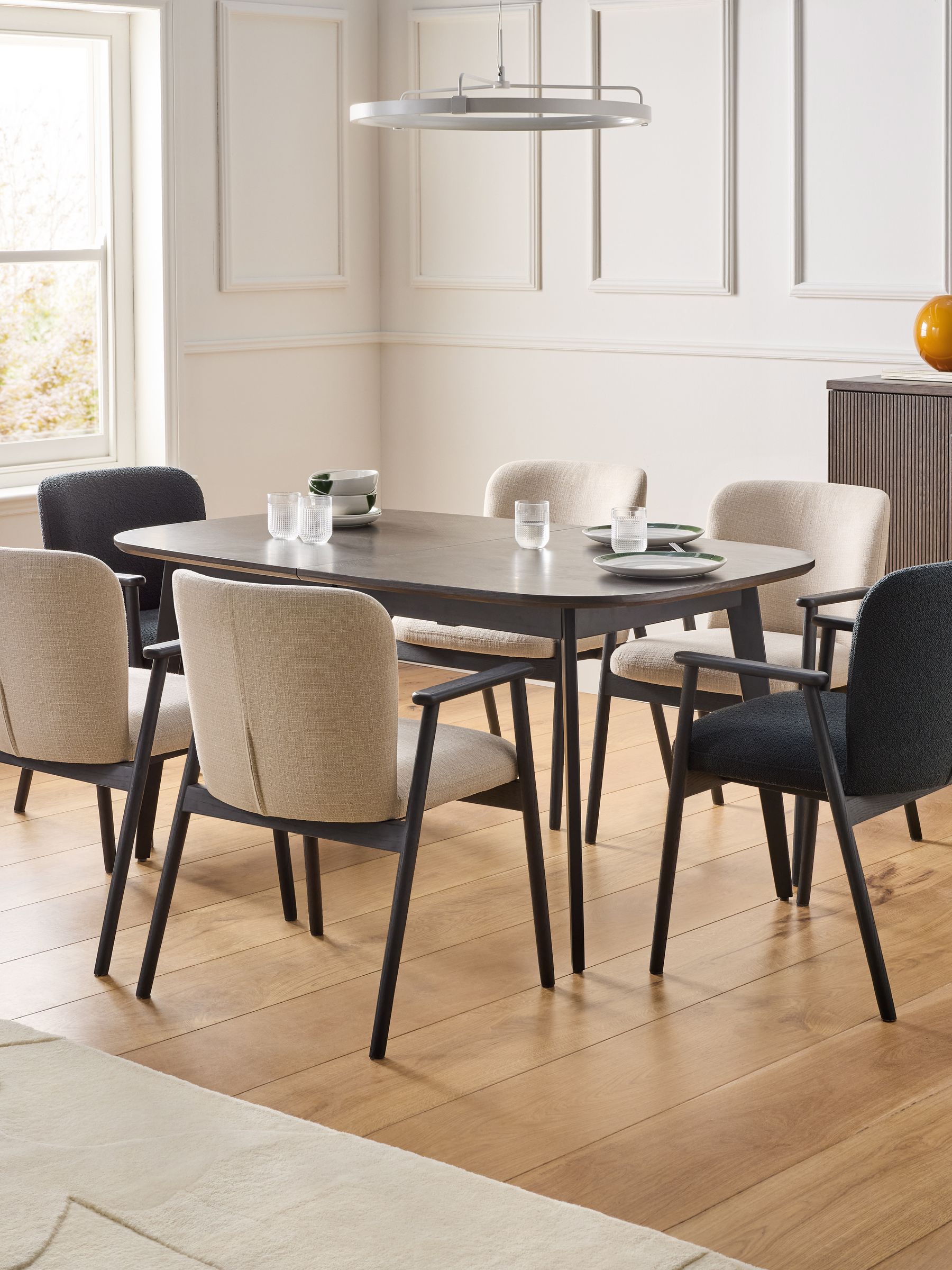 Jasper Conran London Dark Oak Aden 6 to 8 Seater Extending Dining Table