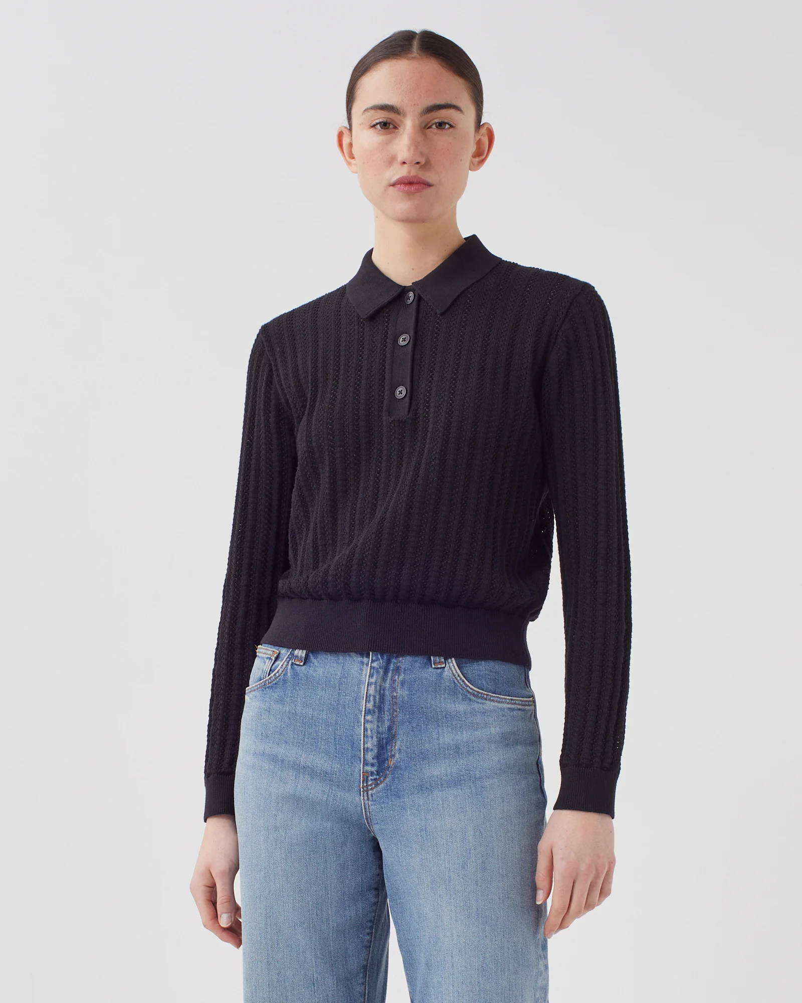 Pull col polo en coton