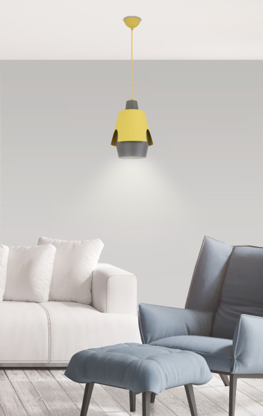 Lampa wisząca żółto-szara FALUN 1xE27x40W wym: 135x22x22 cm Candellux