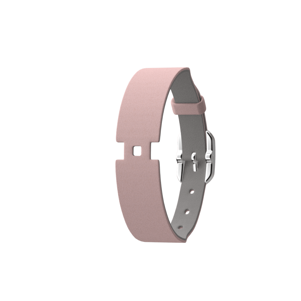 Bracelet Cuir Rose clair / Gris clair, boucle dorée rose