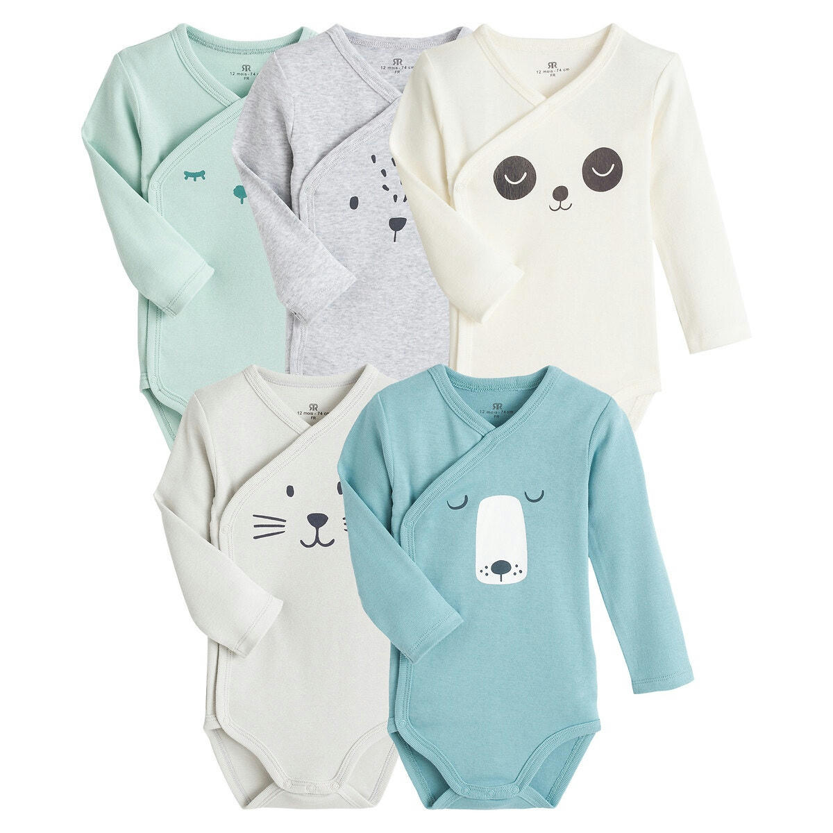 Lot de 5 bodies naissance coton bio