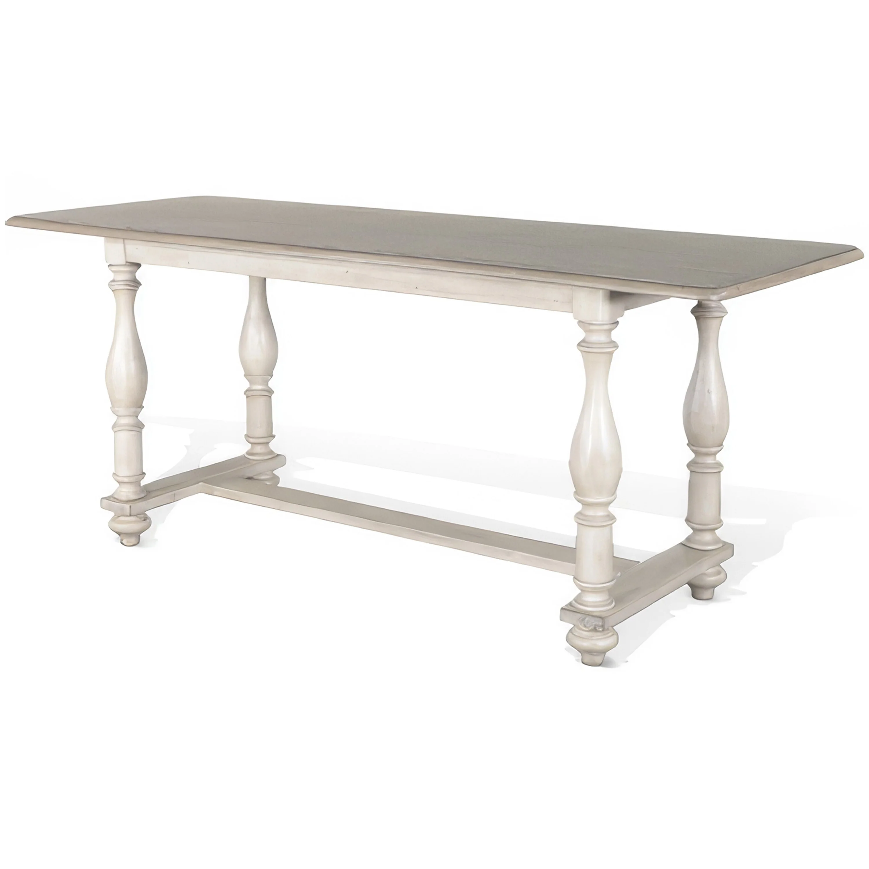 Sain Counter Height Narrow Dining Table, Taupe, White Wood, 84 Inch