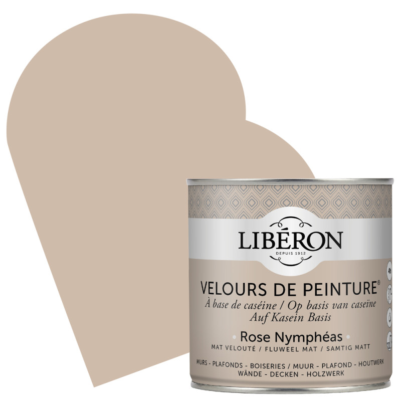 Peinture pour murs Velours de Peinture rose nymphéas mat 0,5 L LIBERON