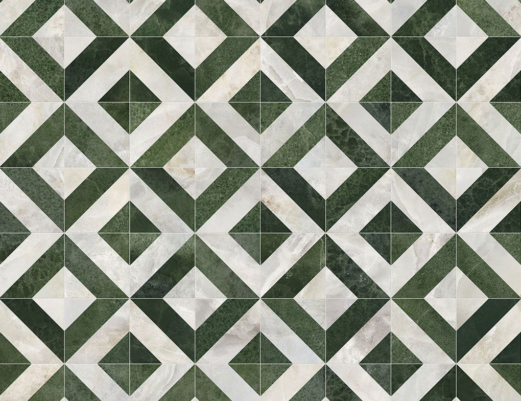 PVC Helios Tile Grün, Weiß 2m