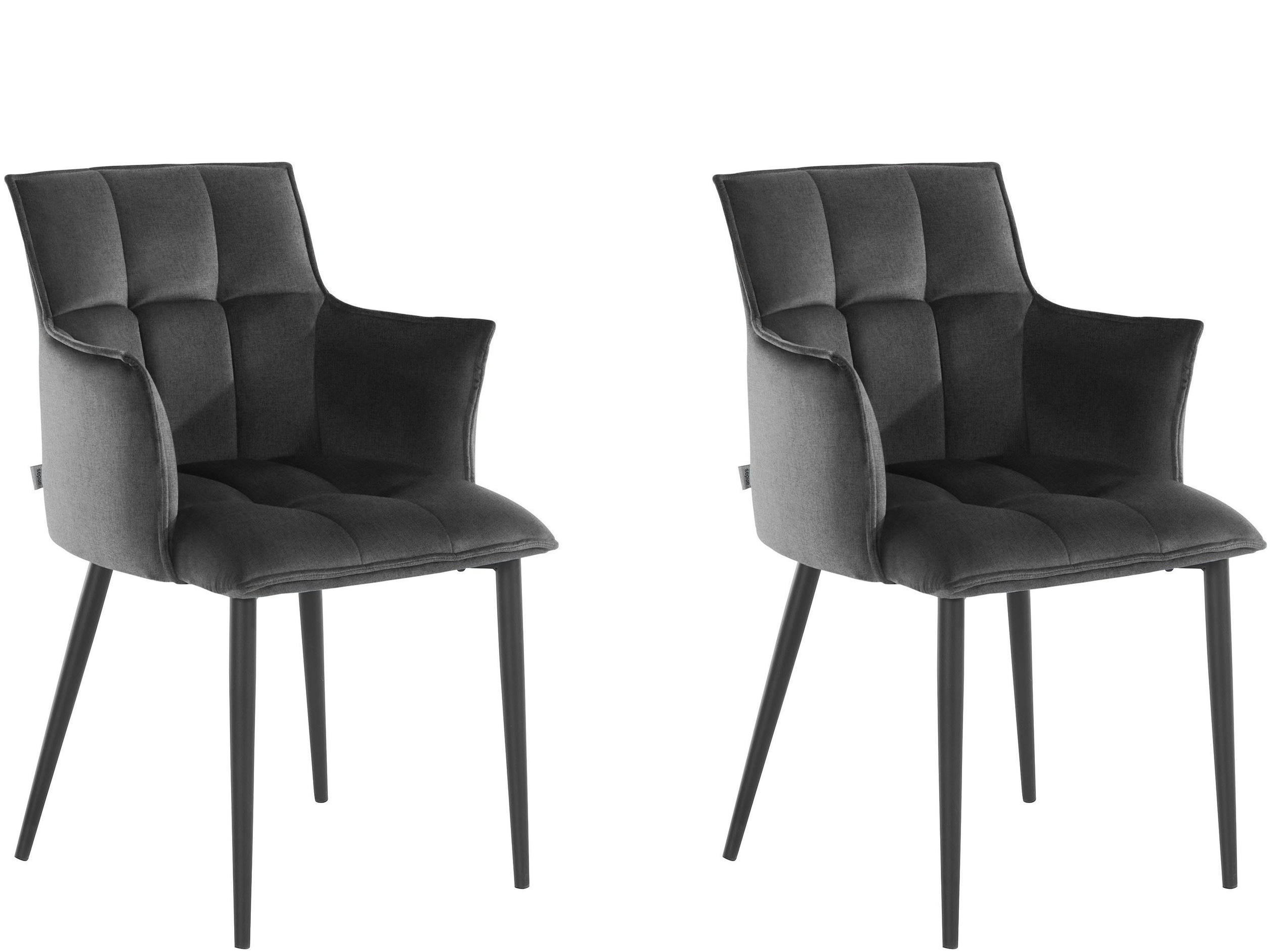 MARCIA - Lot de 2 chaises de salle à manger rembourrées en tissu tissé