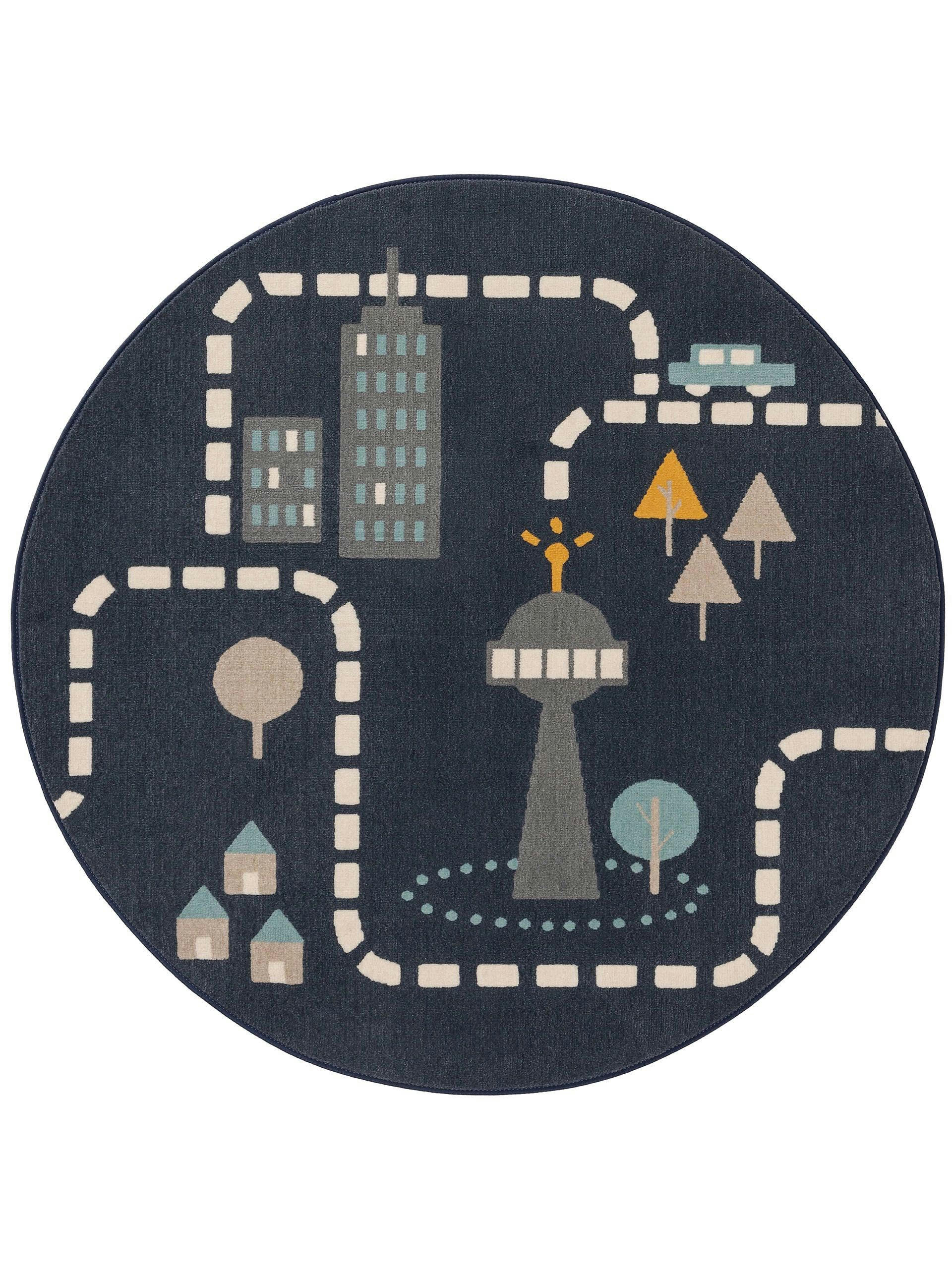 JUNO - Tapis enfant bleu D 120 rond