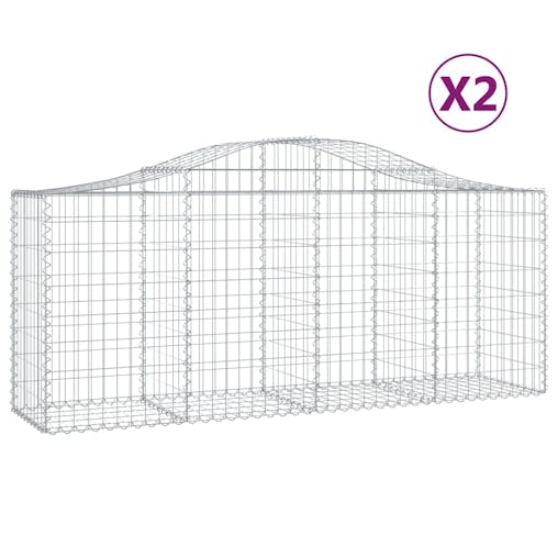 NNEVL Arched Gabion Baskets 2 pcs 200x50x80/100 cm Galvanised Iron