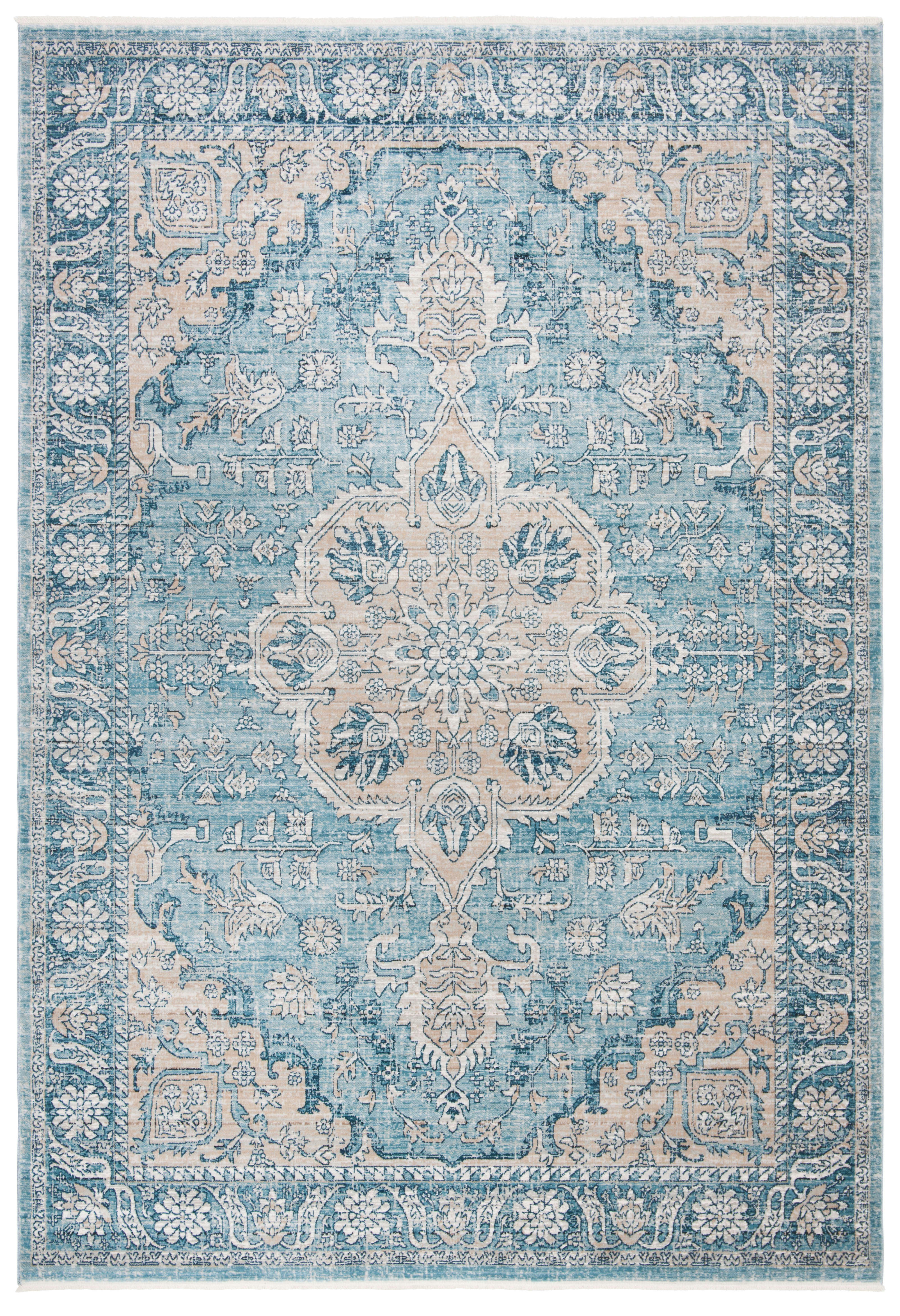 VICTORIA - Tapis de salon interieur en bleu & gris, 122 x 183 cm