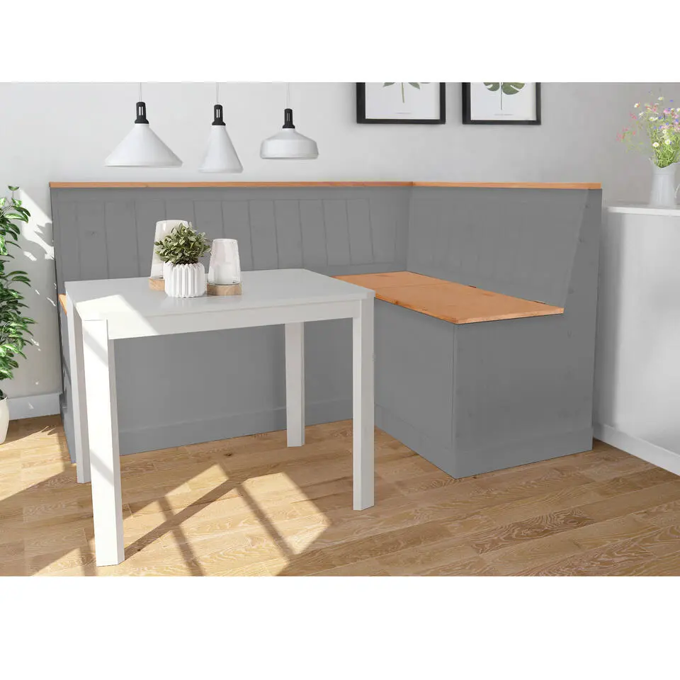 Sara - Eetkamerbank in grenen grijs/gebeitste was