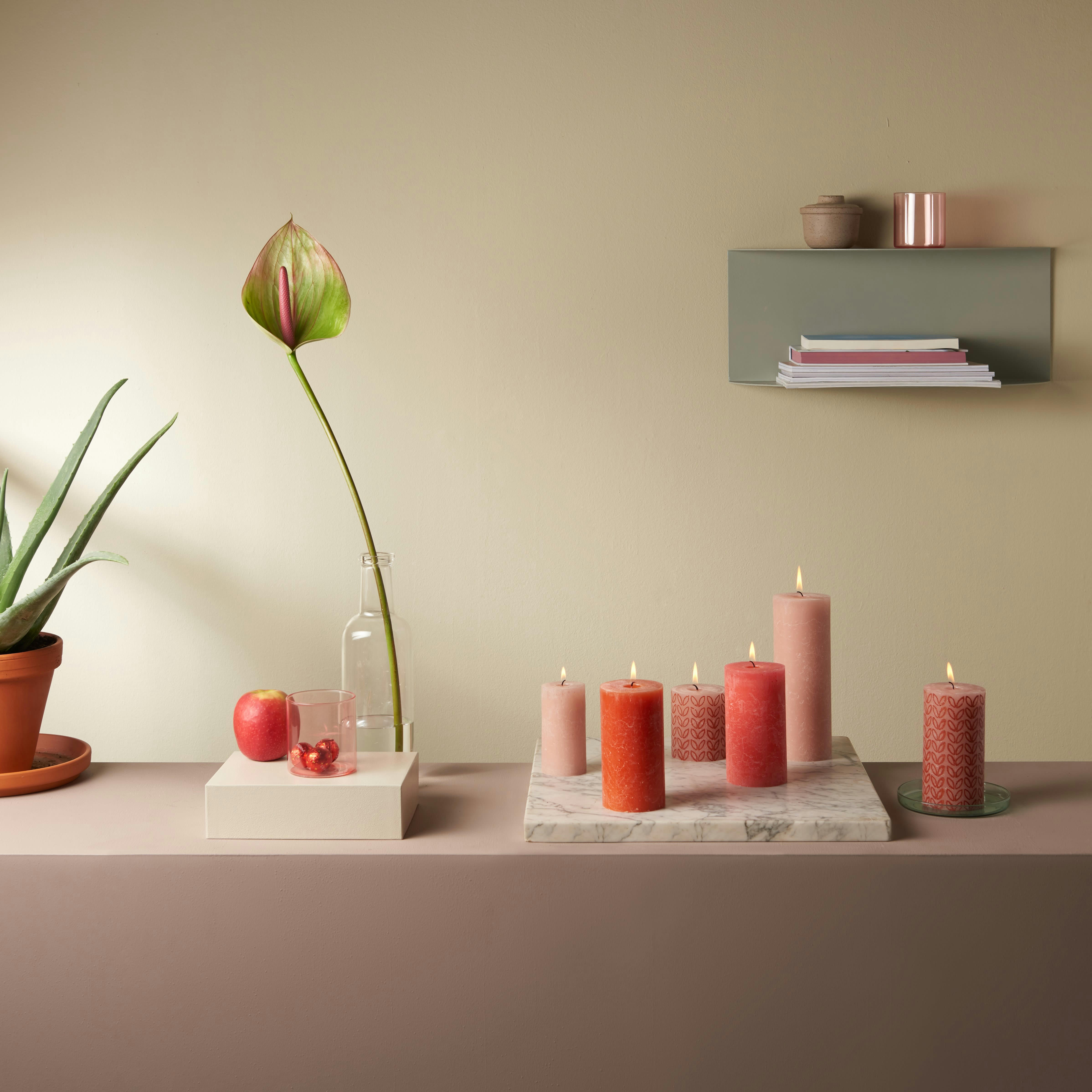 - Lot De 4 Bougies, Rose, 13Cm