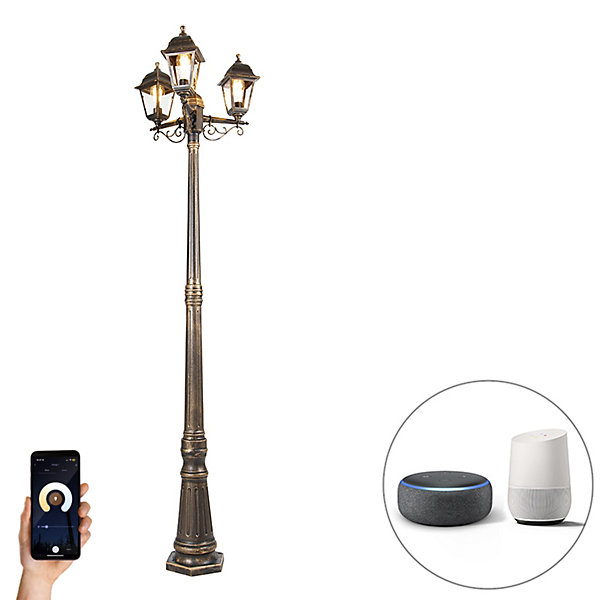 Lanterne intelligente or antique 3 lumières IP44 incl. Wifi ST64 - Capital