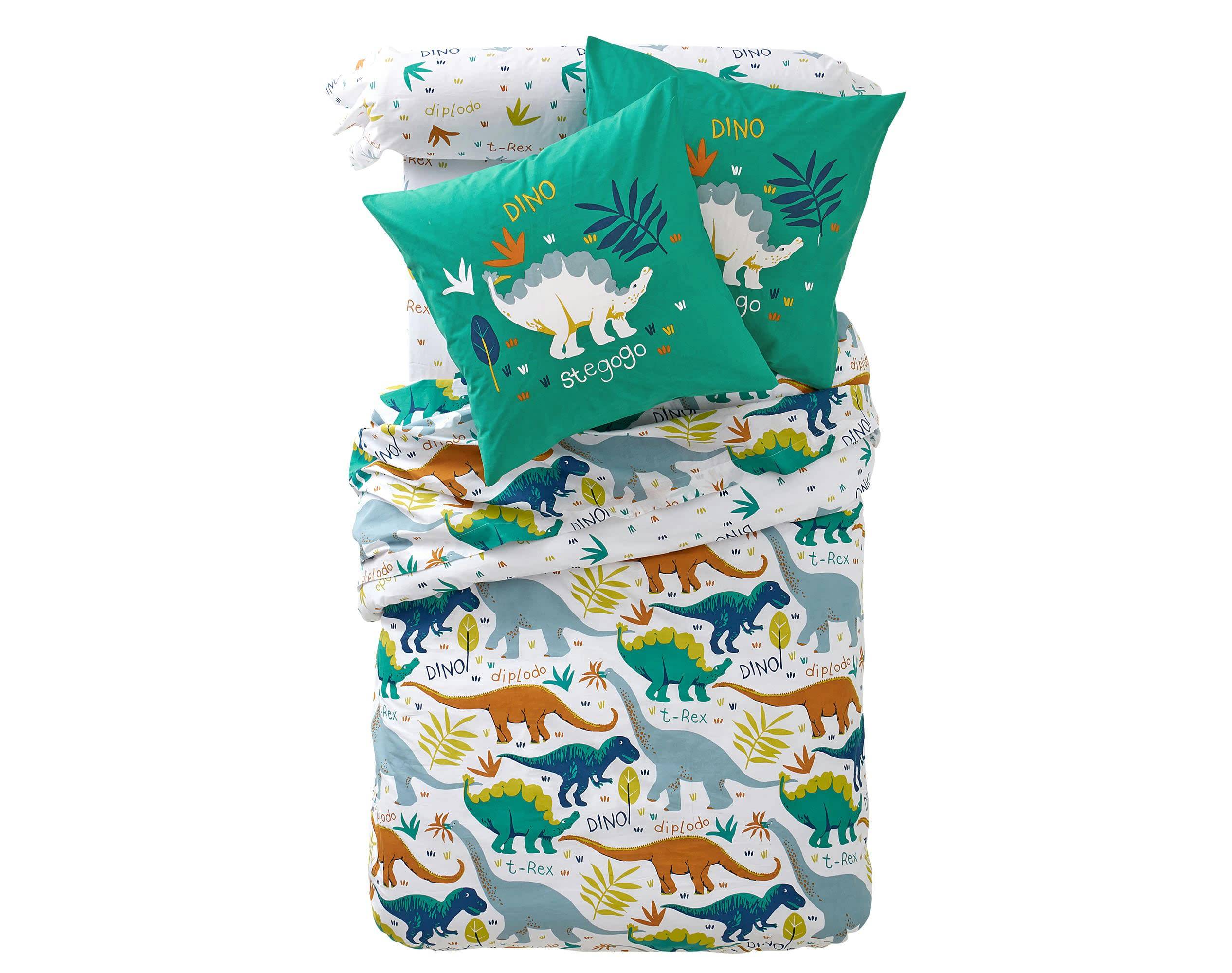 T REX - Taie d'oreiller enfant 43x140 blanc en coton