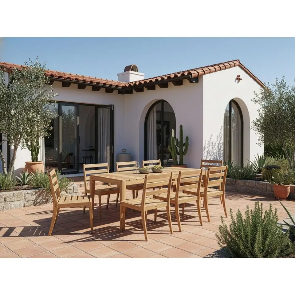 CHIOGGIA - Tuinset met 8 stoelen - Lichtbruin - Acaciahout