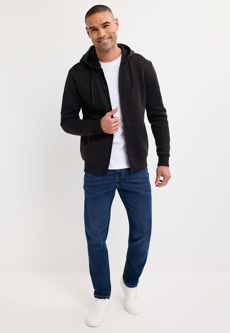 Mens Black Zip Thru Hoodie