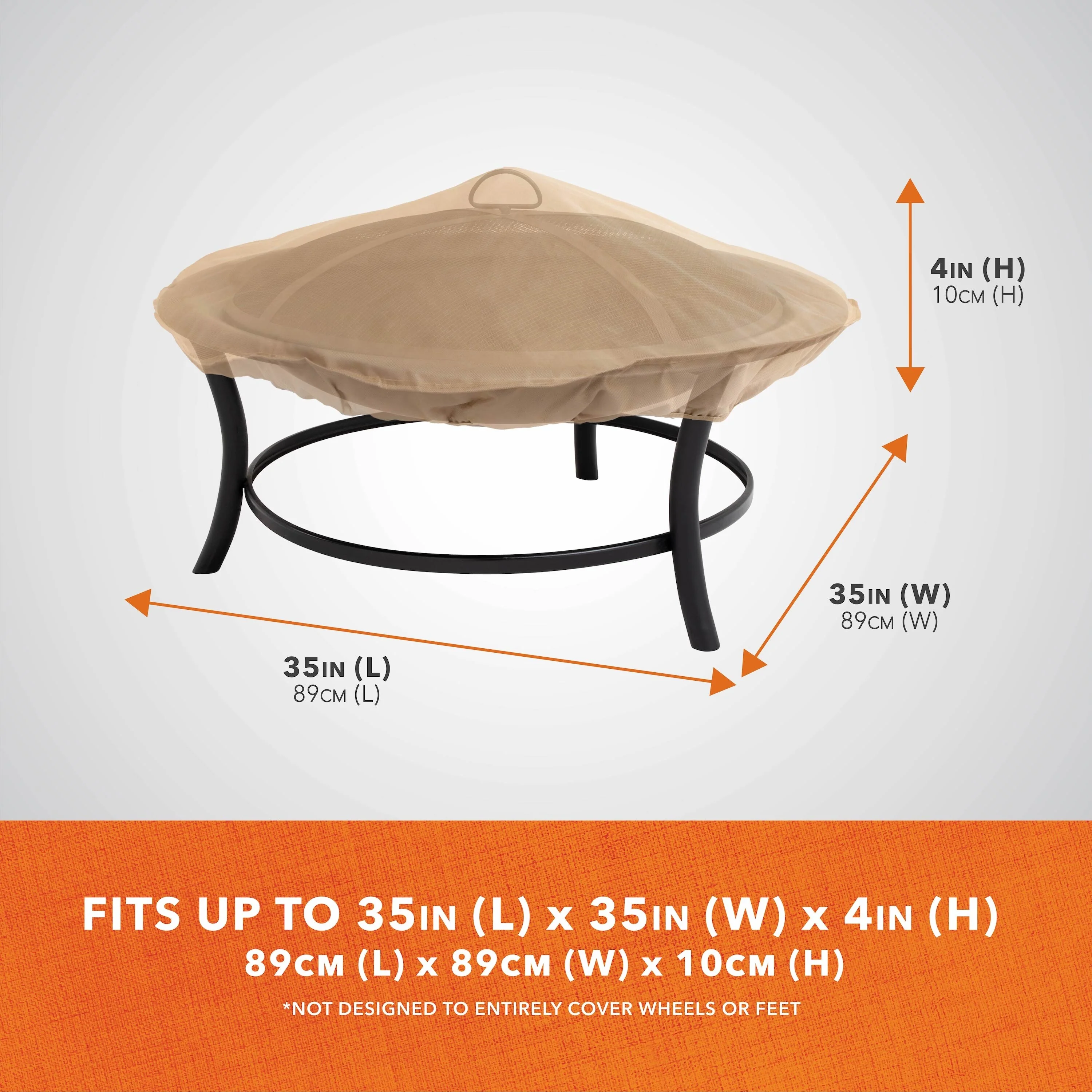 Modern Leisure Basics Outdoor Round Patio Firepit Cover, 35 Dia x 4H