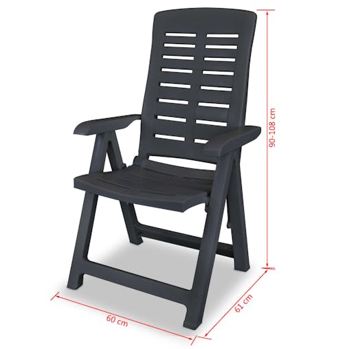 NNEVL Reclining Garden Chairs 6 pcs Plastic Anthracite