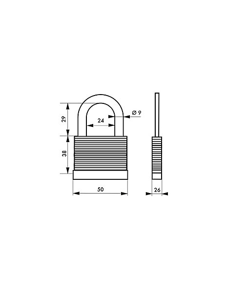 Cadenas à clé Slice, acier, intérieur, anse acier, 50mm, 2 clés - THIRARD