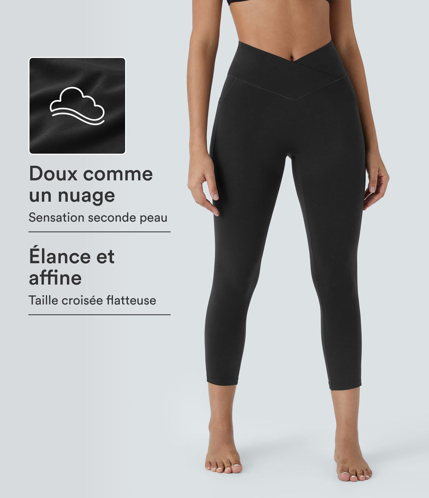 Softlyzero™ Legging Capri Unis Poches Croisées - UPF50