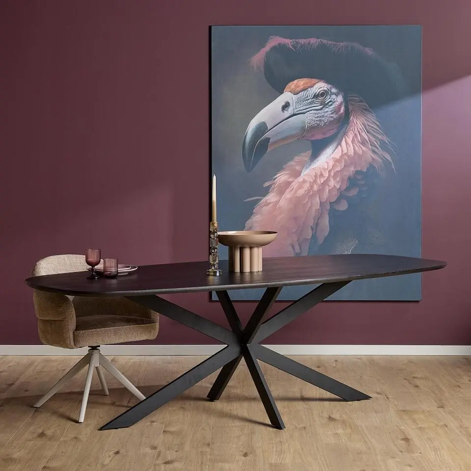 Eettafel Deens Ovaal Zwart Hout - 180x90x76cm - Ferris