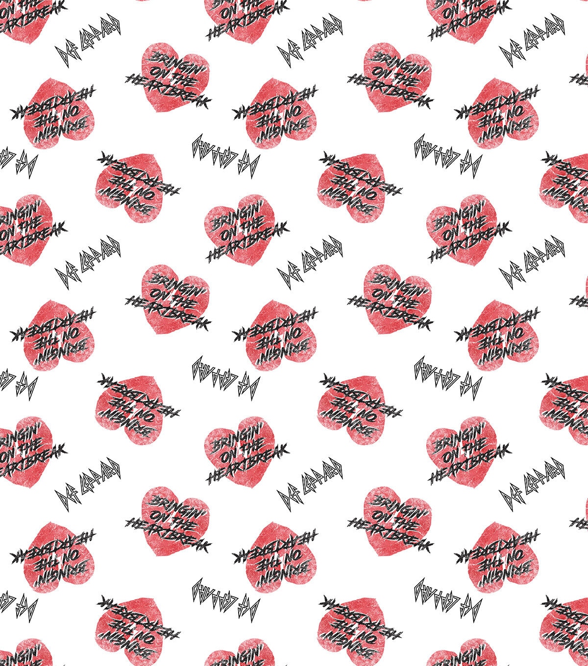 Def Leppard Heart Tossed Cotton Fabric
