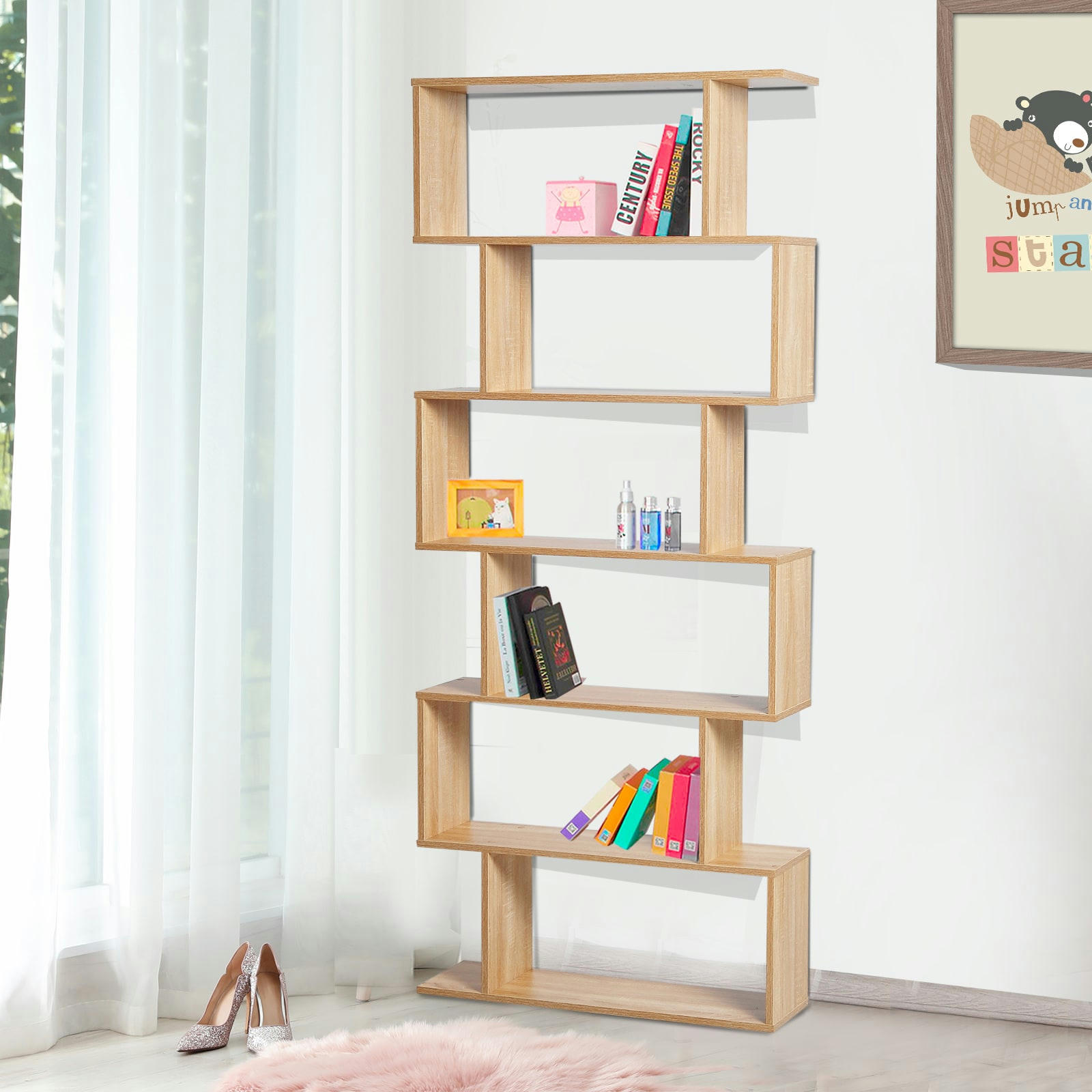- Bibliothèque étagère zig zag 80L x 23l x 192H cm
