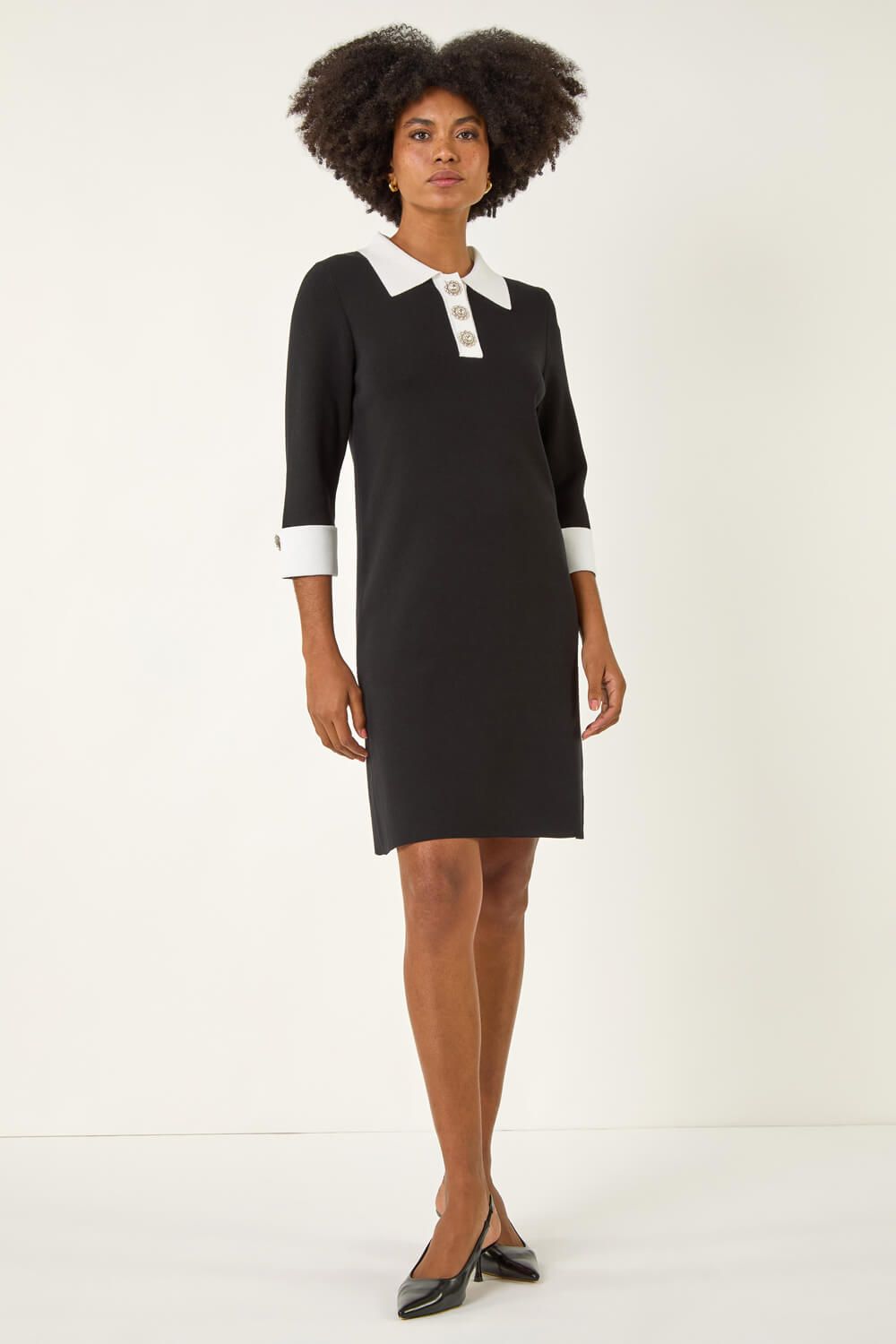 Roman Knitted Sparkle Button Dress