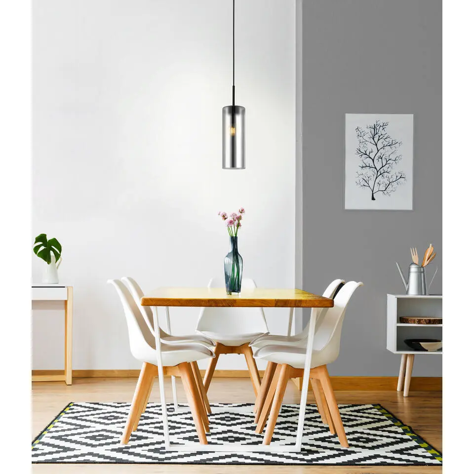 EGLO Keyns Hanglamp - E27 - Glas - Grijs