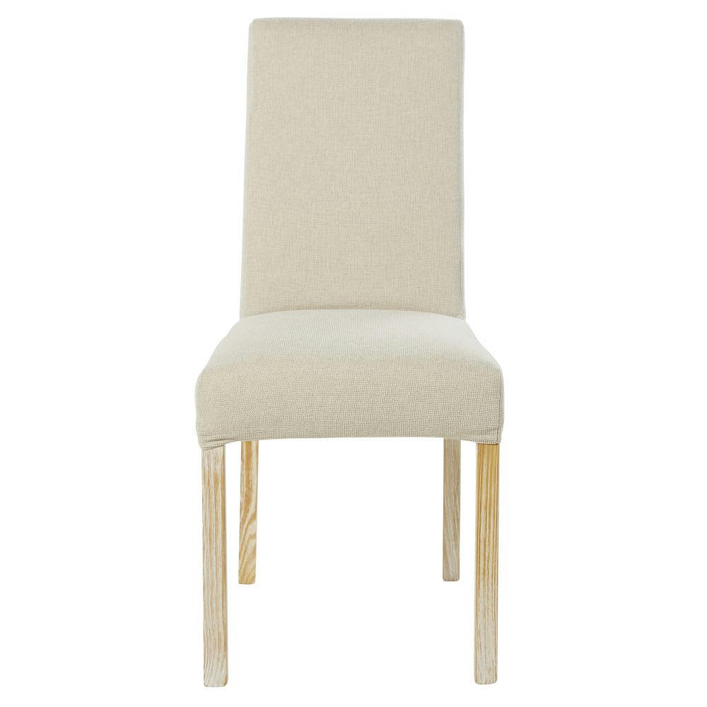 MARGAUX - Housse de chaise en chenille écru, compatible chaise MARGAUX