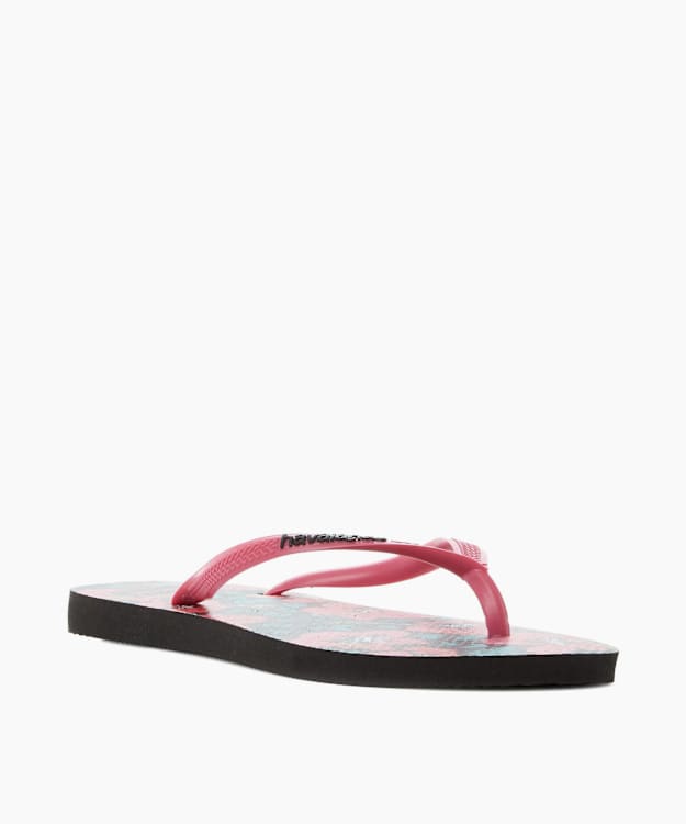 Floral Flip Flops Black - Havaianas Slim Floral Print Flip Flops