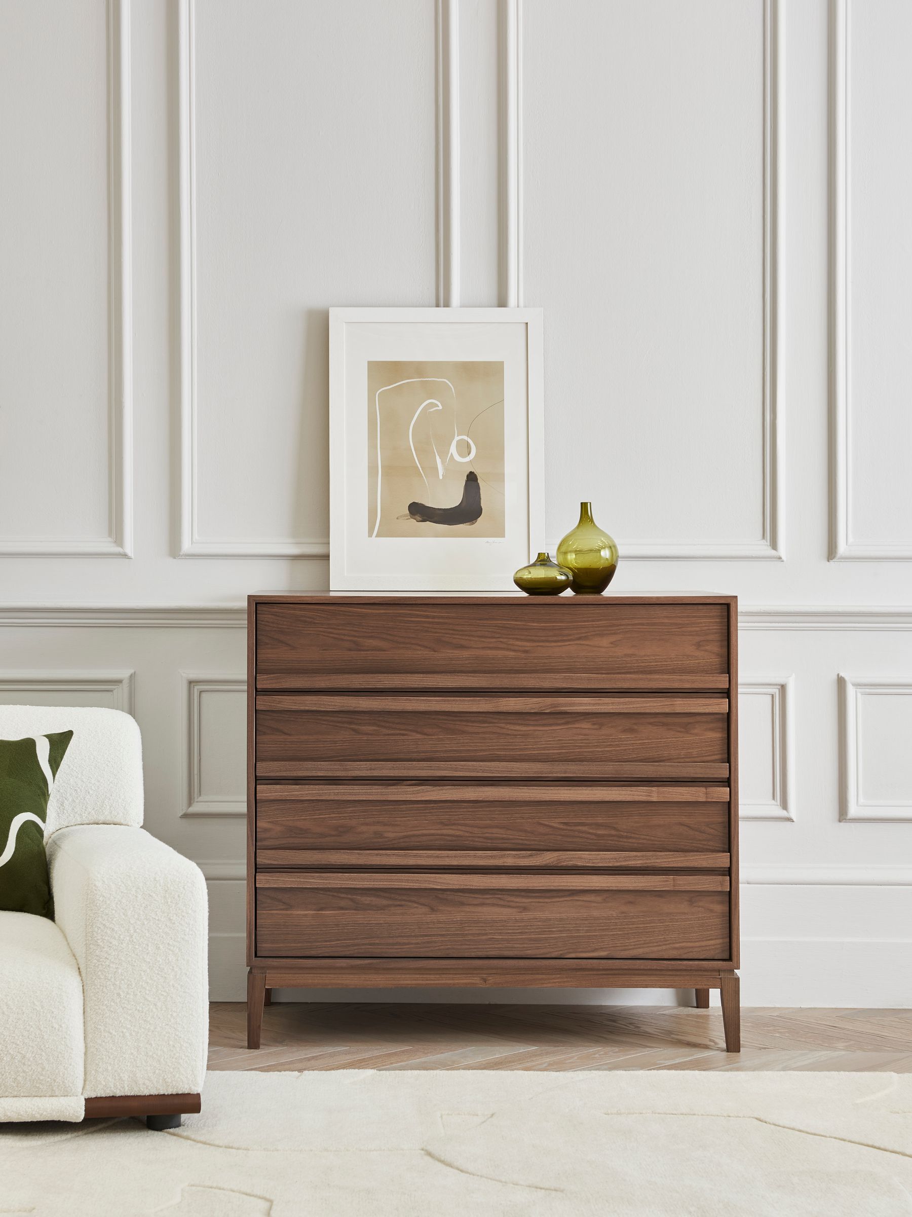 Brown 4 Drawer Belgrave Walnut Chest of Drawers