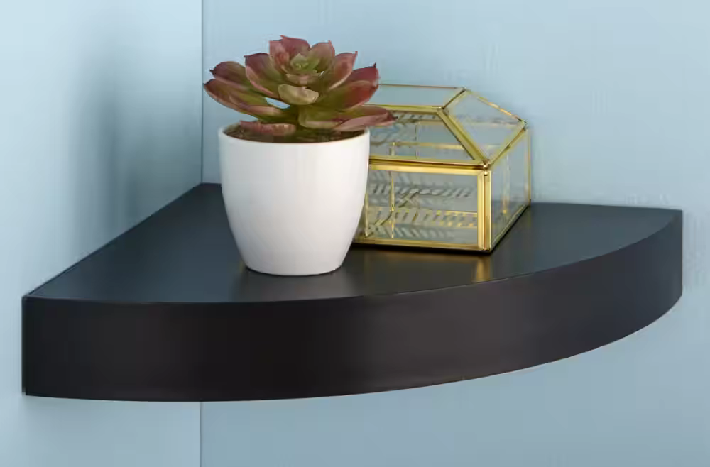 CANVAS Manhattan Corner Wall Shelf, Black, 12-in x 12-in