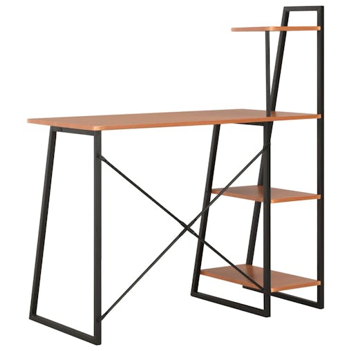 NNEVL Desk with Shelving Unit Black and Brown 102x50x117 cm