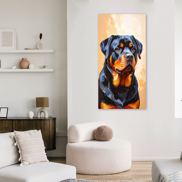 Feeby Obraz nowoczesny do salonu biura, Rottweiler Pies Zwierzę 40x80
