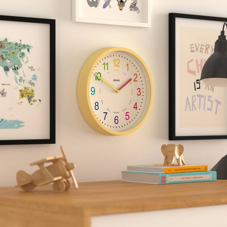 Jones Clocks Kids Analogue Wall Clock - Yellow