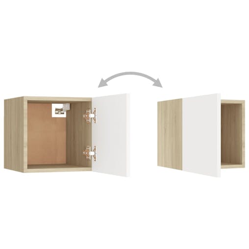 NNEVL Bedside Cabinet White and Sonoma Oak 30.5x30x30 cm Chipboard