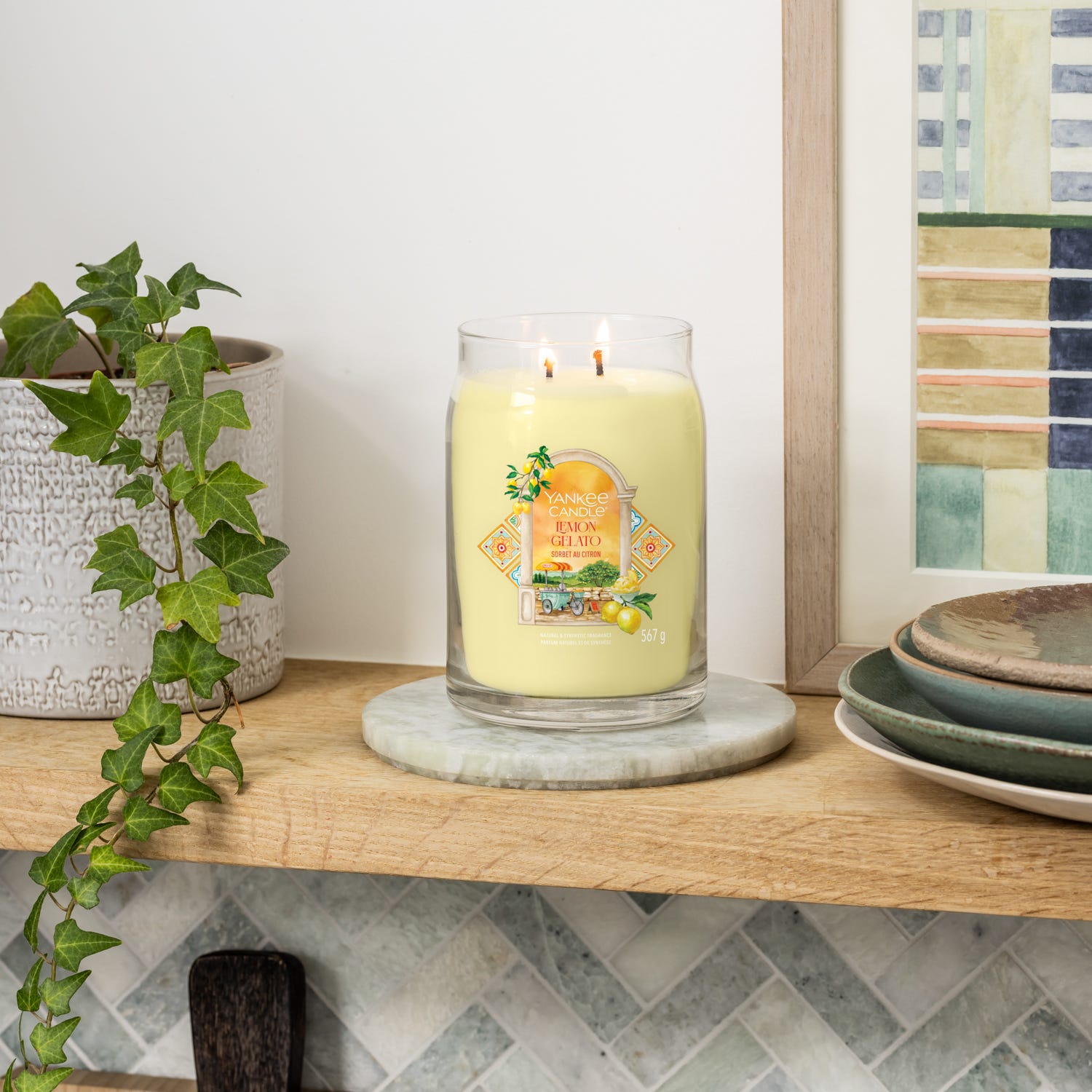 Lemon Gelato, candela giara grande Yankee Candle