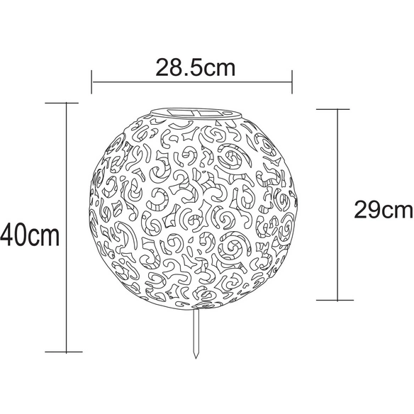 Solarleuchte, LED, Ø: 28,5 cm, Metall