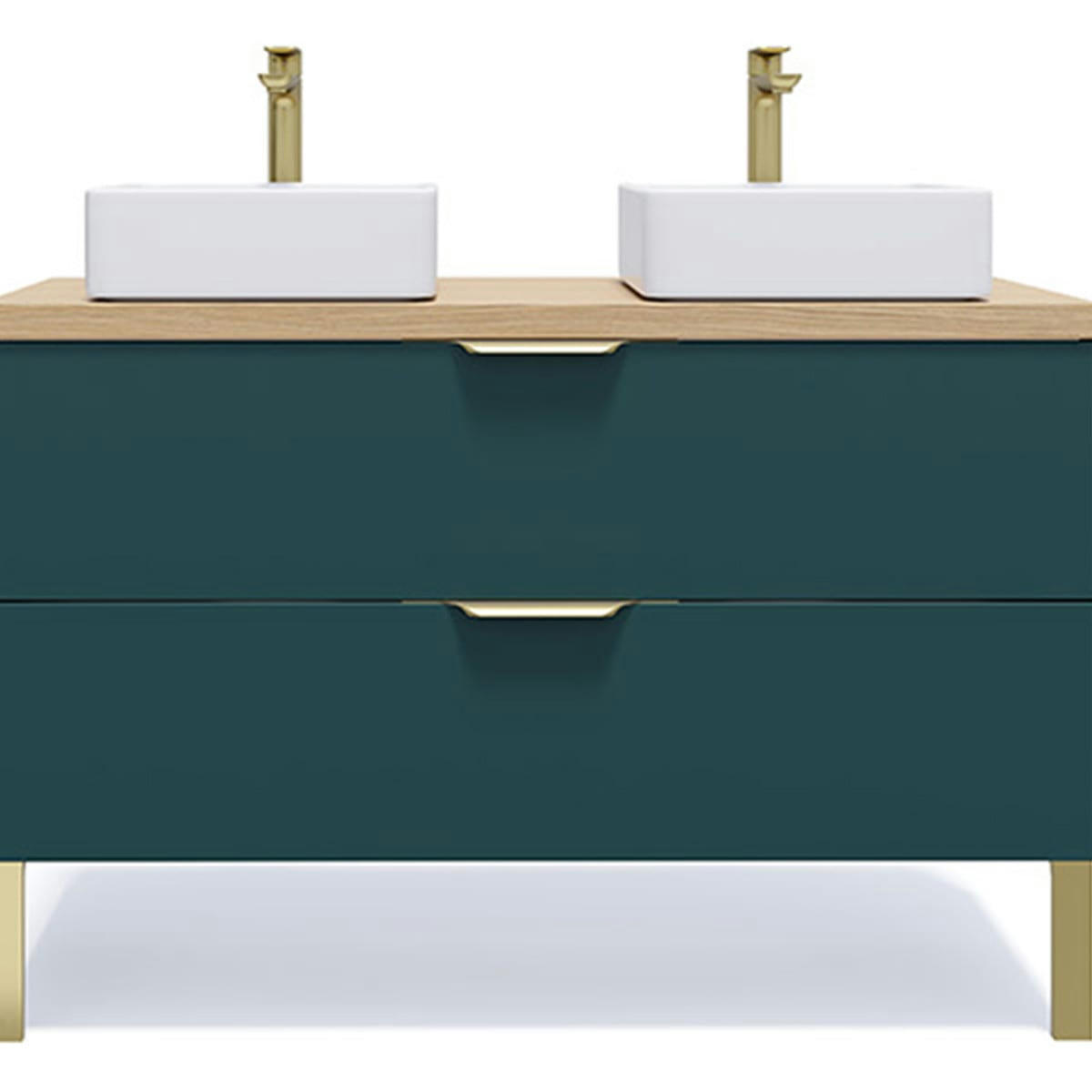 VENICE - Meuble salle de bain 2 vasques posées 120cm 2 tiroirs Bleu