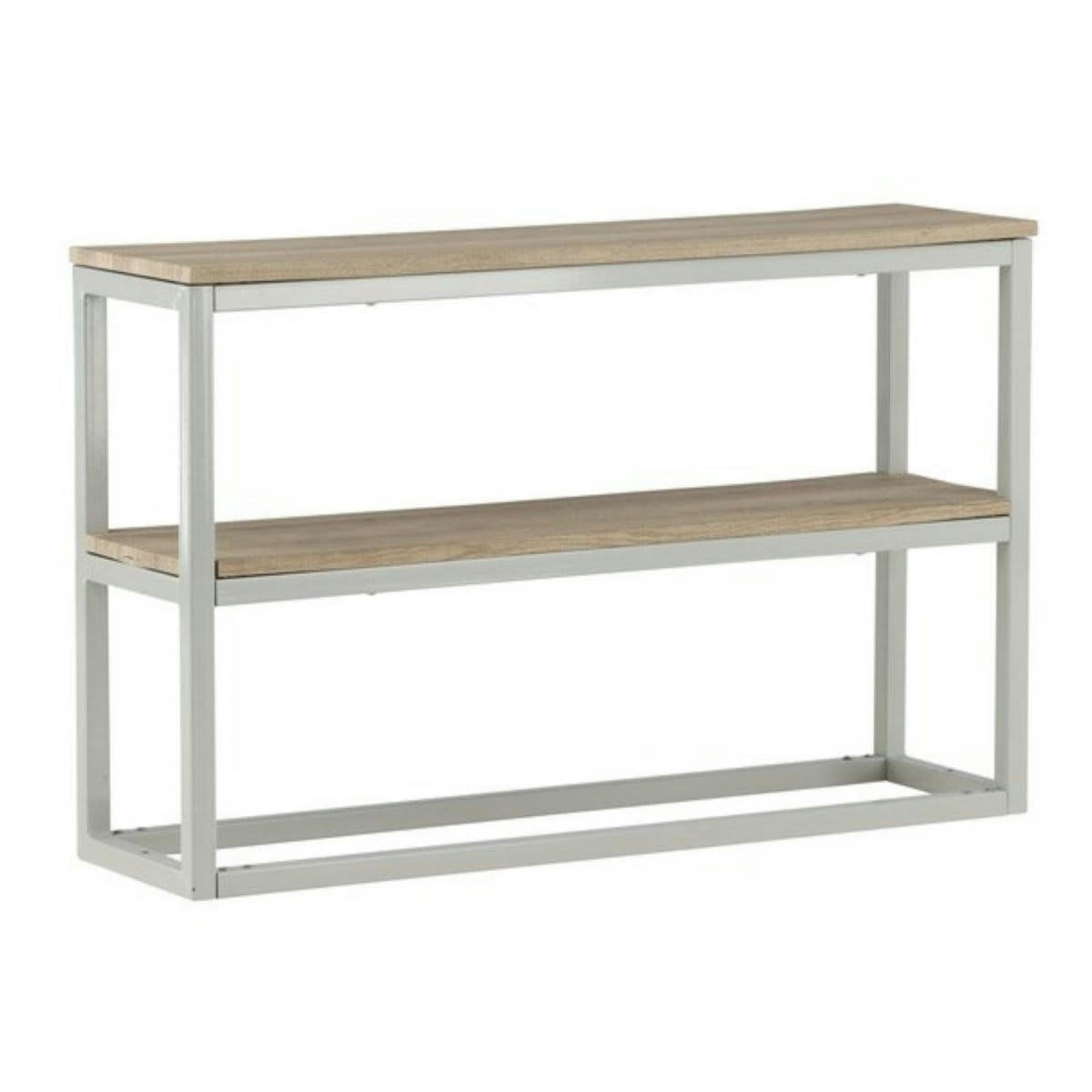 RITZ - Console 2 plateaux en bois clair et métal gris