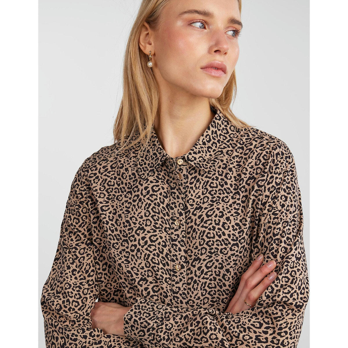 Chemise manches longues, imprimé léopard