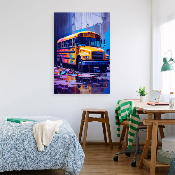 Obraz młodzieżowy do salonu, Żółty szkolny Autobus 20x30