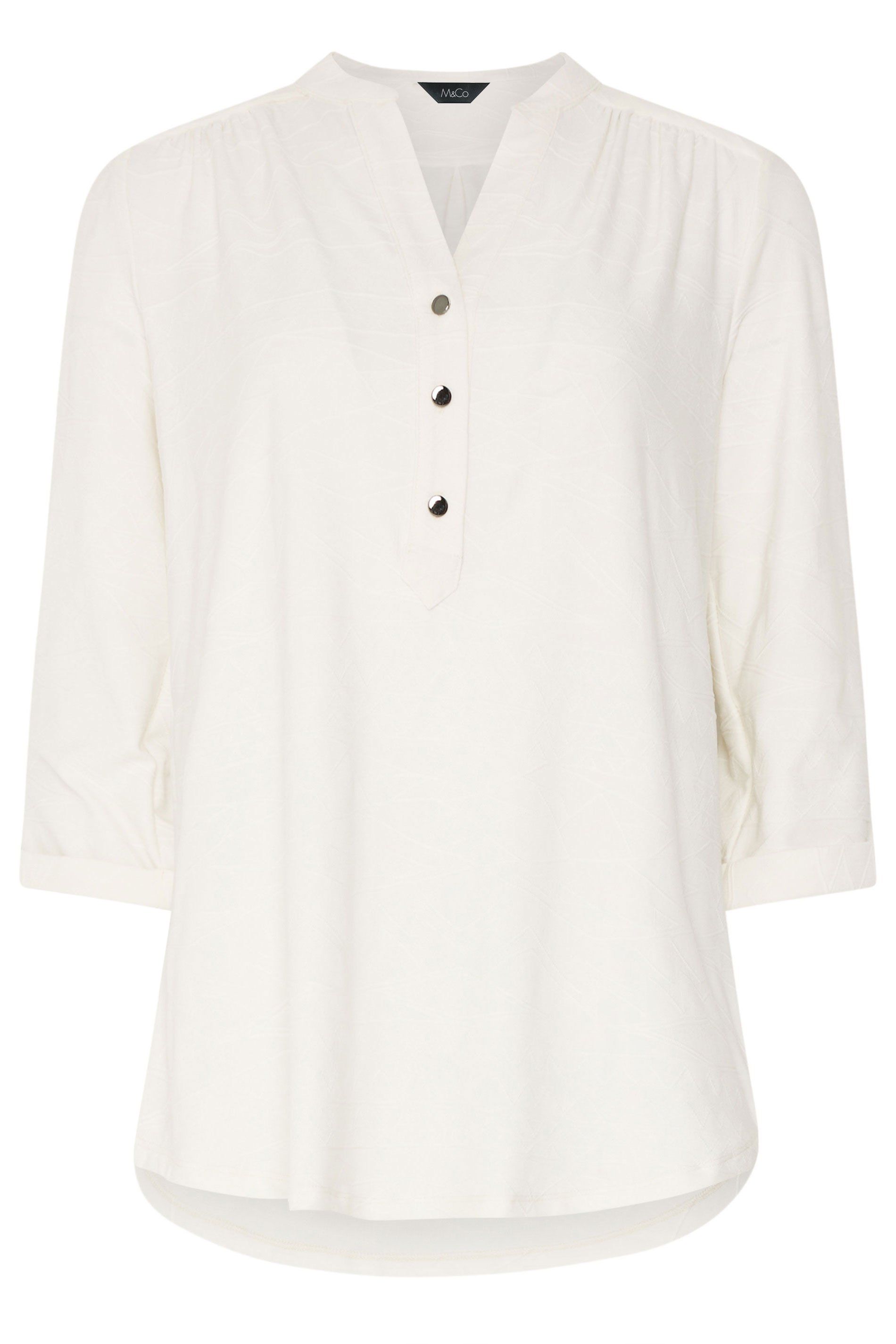 M&Co Jacquard Detail Half Placket Shirt