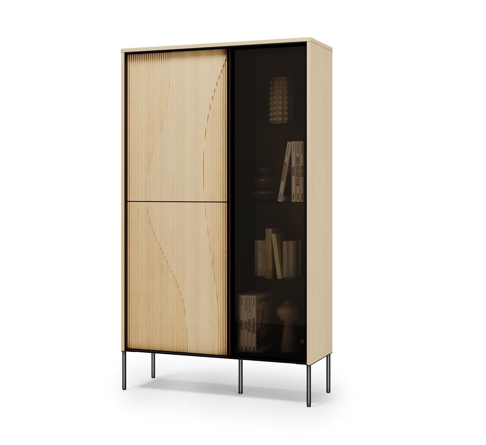 Witryna FLOW z regulowanym oświetleniem LED 92x157 cm Dąb Vincenza Bielona