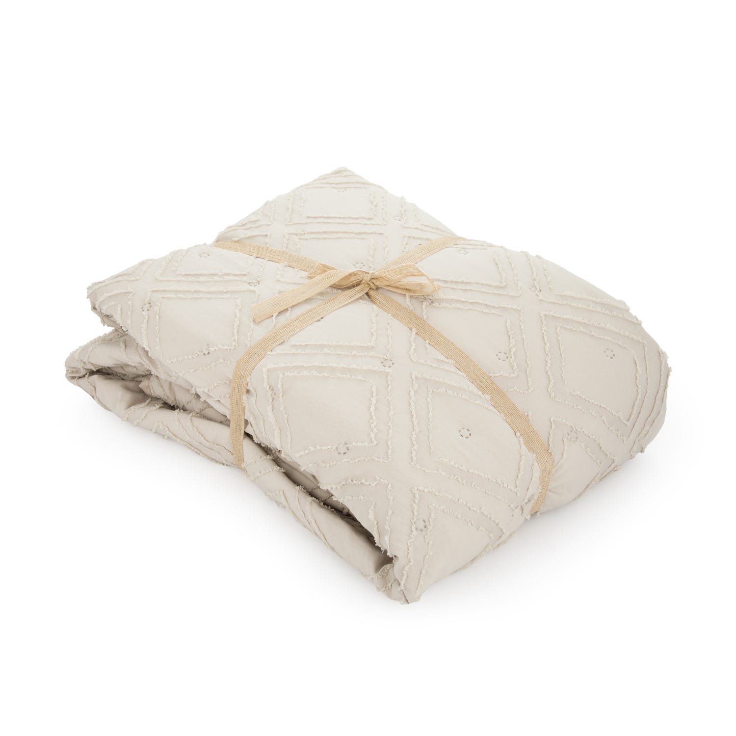 Trapuntino matrimoniale microfibra geometrico beige