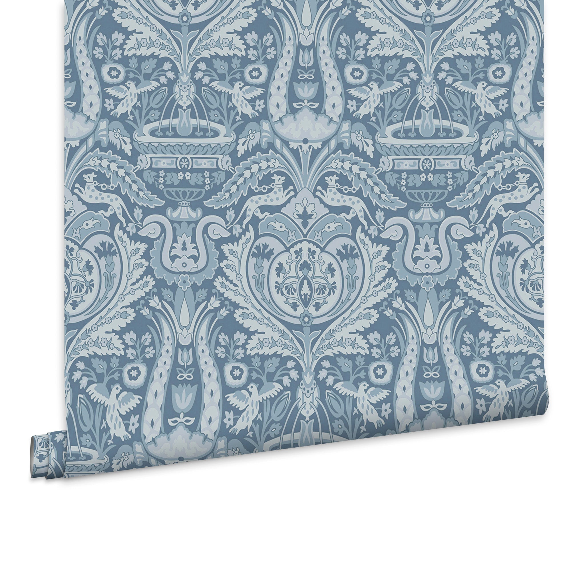 Laura Ashley Vliesbehang - Heraldic Damask Dusky Seaspray - 10mx52cm