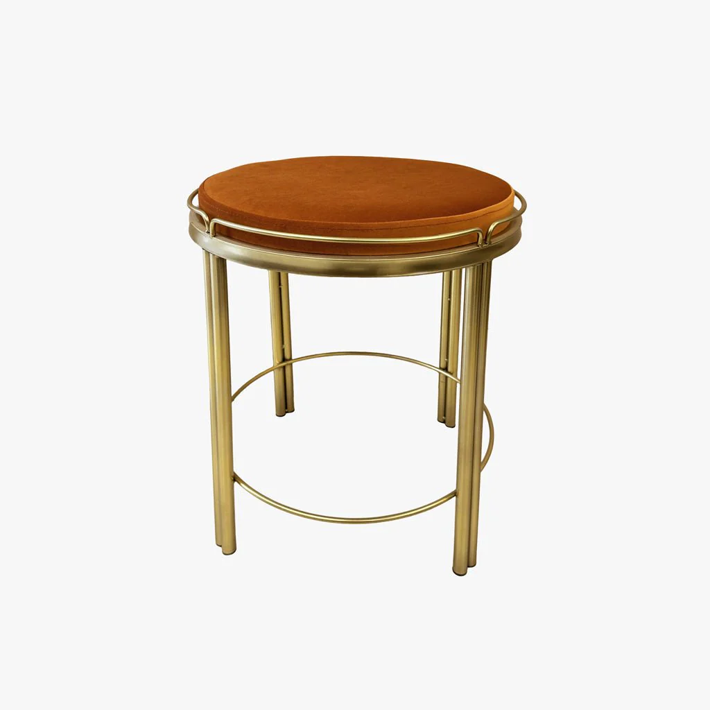 Banco de Veludo e Metal Mostarda FRIBURGO