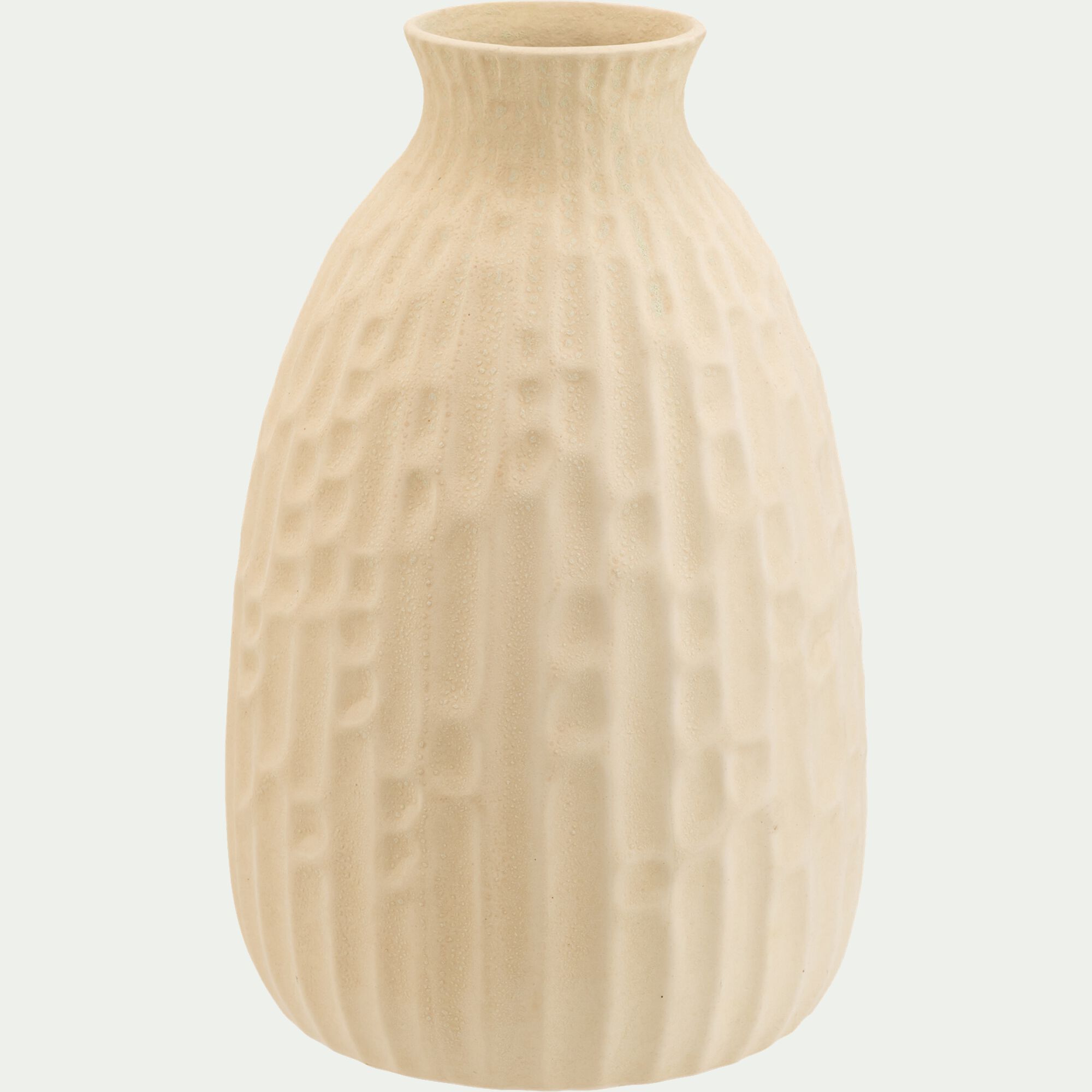 SOMMAREL - Vase classique en faïence texturée H24cm - blanc