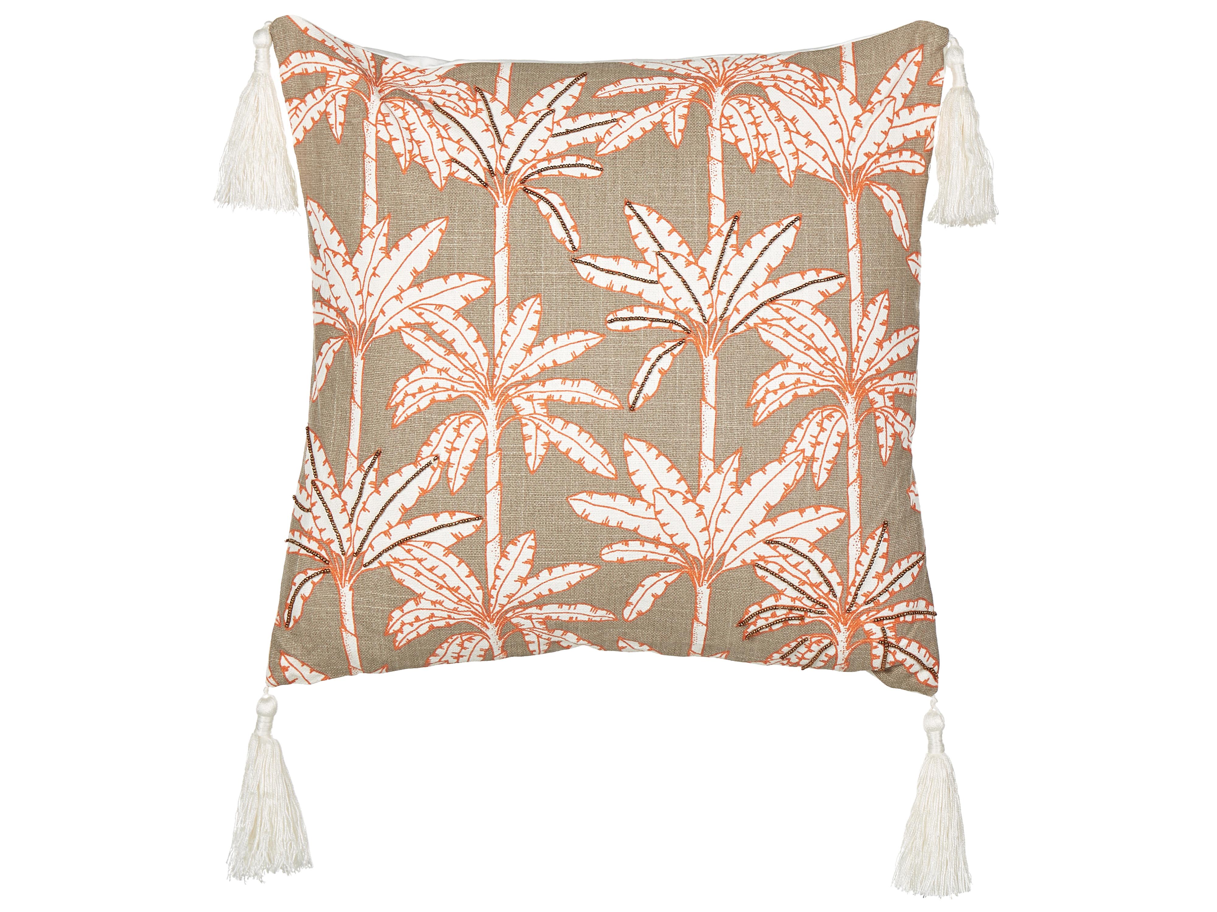 Throw Cushion MELOBESIA Cotton 45 x 45 cm Beige Plant Pattern