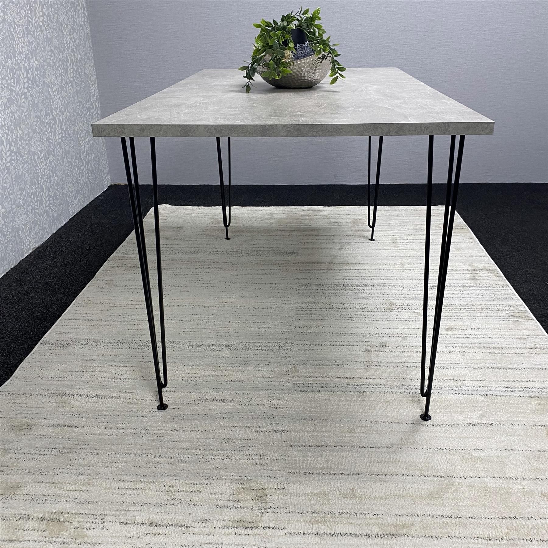 KOSY KOALA Modern Grey Rectangular Dining Table with Hairpin Legs – Compact Kitchen & Dining Room Table (L117)