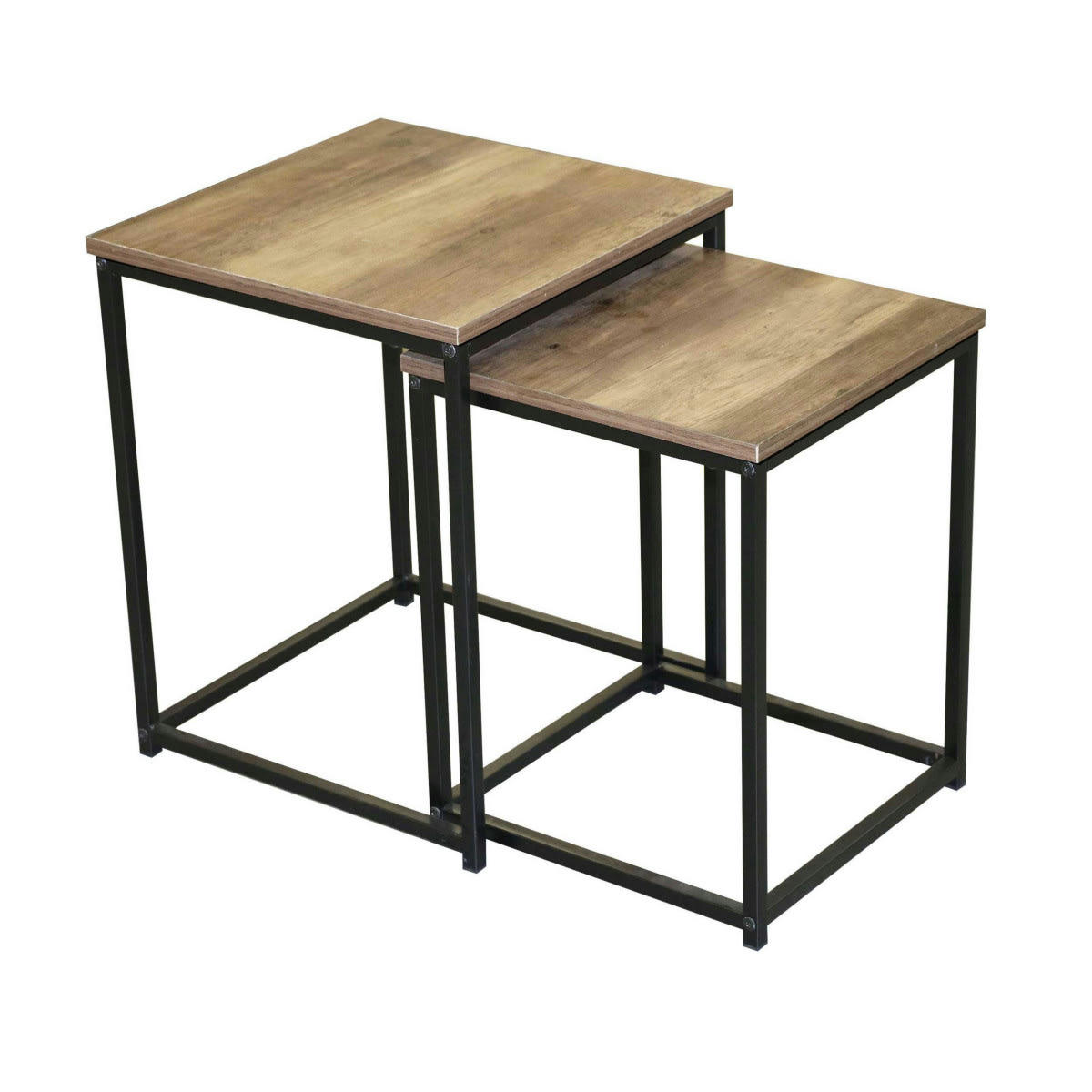 JOYA - Tables basses gigognes en bois et métal noir